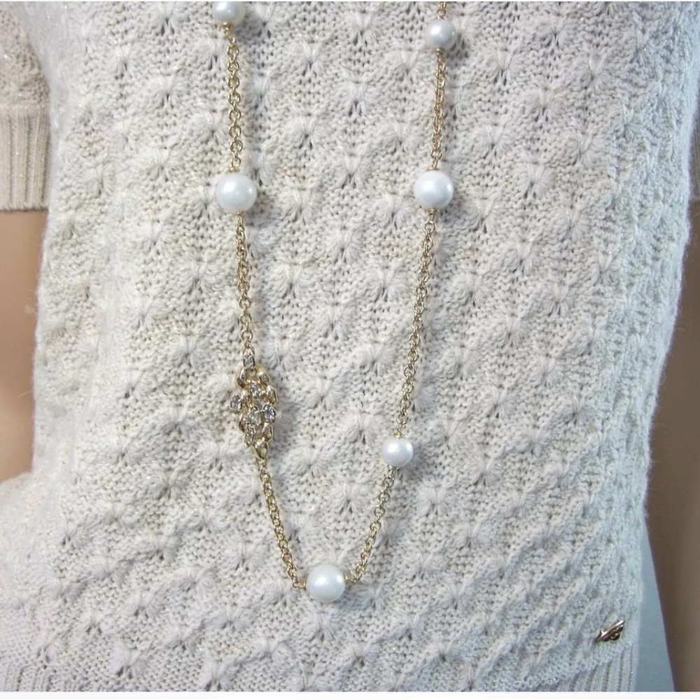 Alexis Bittar Swarovski & Pearl
Gold "Miss Havisham" Long
Station Necklace
